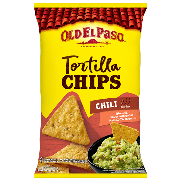 eine Packung Old El Paso Tortilla Chips Chili, 450g